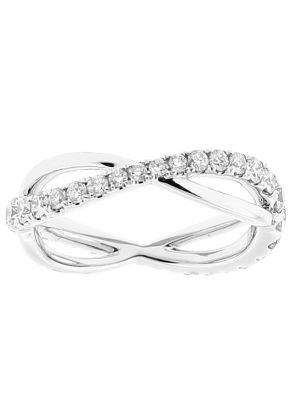 Crossover Twist Style Ladies Eternity Band with Diamonds in 18k White Gold