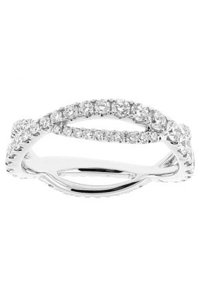 Crossover Twist Ladies Eternity Band with Diamonds in 18k White Gold
