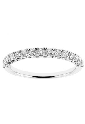 Ladies Single Row Wedding Band with Drop Design Openwork in 18k White Gold