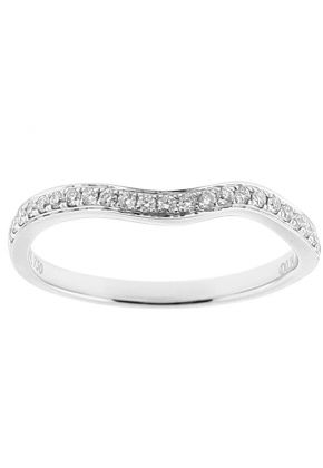Ladies U Curve Wedding Band with Micro Pave Set Diamonds in 18k White Gold