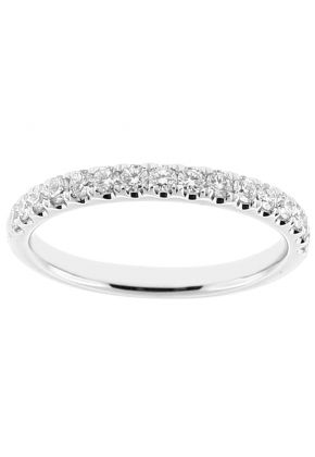Single Row Ladies Wedding Band with Diamonds in 18kt White Gold