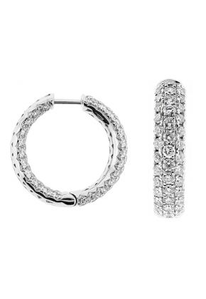 Inside Out Hoop Earrings with Pave Set Diamonds in 18kt White Gold