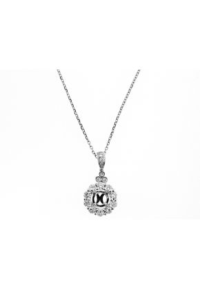 Semi Mount Pendant with Halo of Diamonds in 18kt White Gold