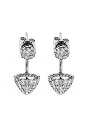 Dangling Halo Style Triangular Earrings with Diamonds in 18kt White Gold