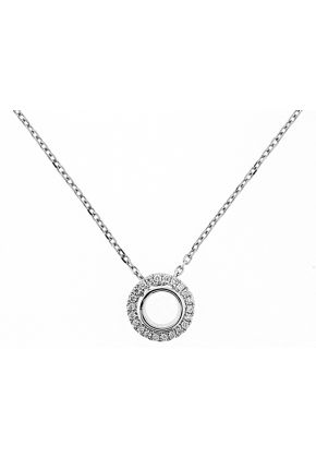Round Pendant with Circle of Diamonds in 18kt White Gold