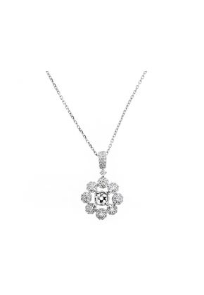 Semi Mount Flower Pendant with Diamonds in 18kt White Gold