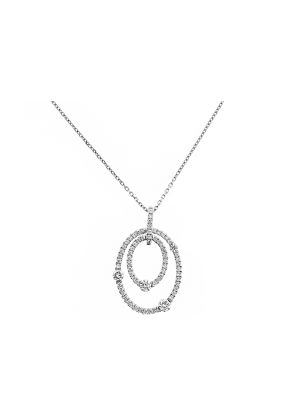 Double Oval Pendant with Diamonds in 18kt White Gold