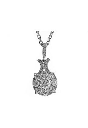 Upward Curved Pendant with Diamonds Set in 18k White Gold