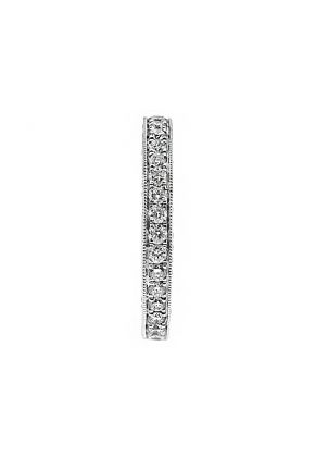 Milgrain Decorated Band with Micro-Pav?? Set Round Diamonds in 18k White Gold