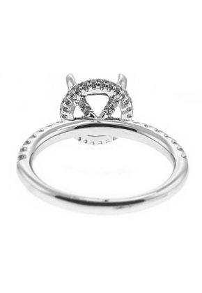 Round Side Halo Single Row Band 0.49ct Diamond Semi Mount Engagement Ring 18kt White gold