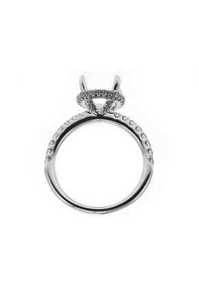 Round Side Halo Single Row Band 0.49ct Diamond Semi Mount Engagement Ring 18kt White gold