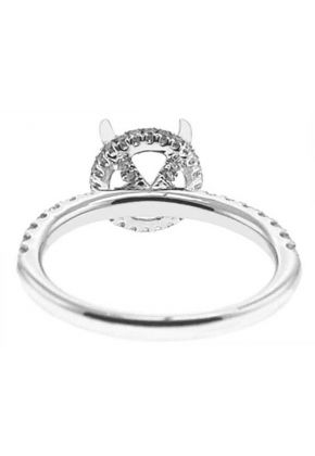 Round Side Halo Single Row Band 0.43ct Diamond Semi Mount Engagement Ring 18kt White gold