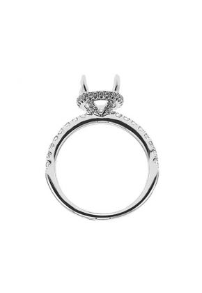 Round Side Halo Single Row Band 0.43ct Diamond Semi Mount Engagement Ring 18kt White gold