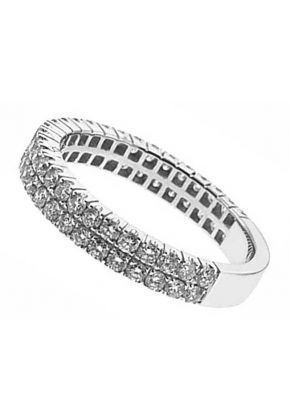 Double Row Band with Round Diamonds Set in 18k White Gold
