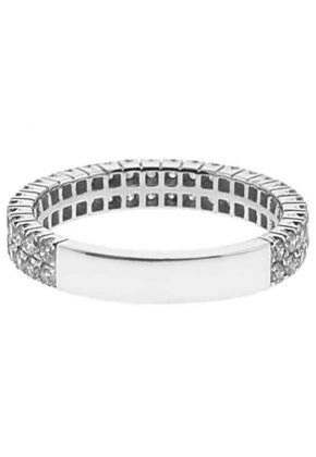 Double Row Band with Round Diamonds Set in 18k White Gold
