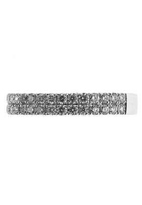 Double Row Band with Round Diamonds Set in 18k White Gold