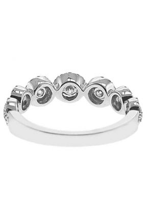 7 Stone Band with Round Diamonds Surrounded by Diamond Halos in 18k White Gold