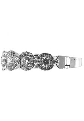 7 Stone Band with Round Diamonds Surrounded by Diamond Halos in 18k White Gold