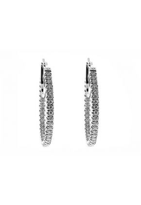 Inside Out Hoop Earrings with Prong-Set Diamonds in 18k White Gold