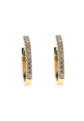 Curved Hoop Earrings with Diamonds Set in 18k Yellow Gold