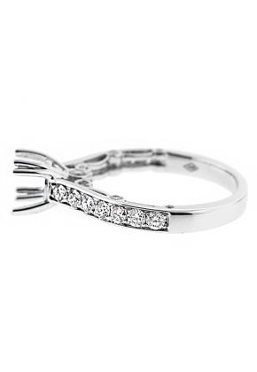 Straight Row of Preset Diamond Shank with Scroll Design Sides Engagement Ring Semi Mount
