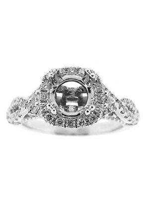Square High Halo Twisted Shank Diamond Engagement Ring Semi Mount
