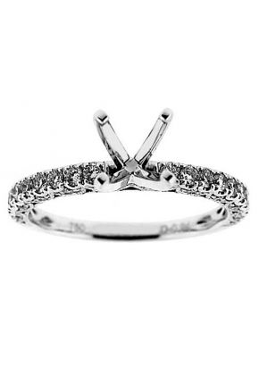Very Thin One Row Scalloped Sides Diamond Engagement Ring Semi Mount