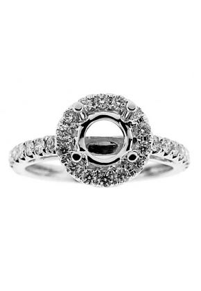 Halo Single Row Shank Diamond Engagement Ring Semi Mount