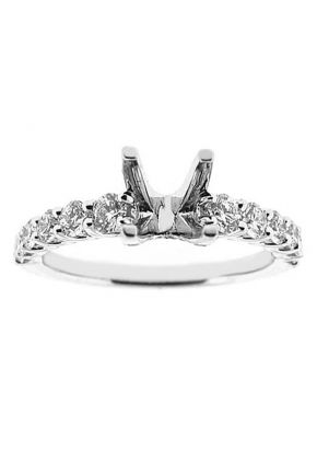 Single Row U Prong With Diamonds on the Head Prongs Semi Mount Engagement Ring