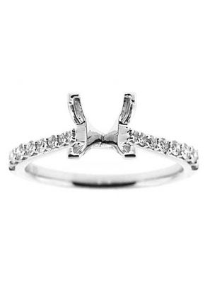 Graduating Thin Diamond Semi Mount Engagement Ring in 18k White Gold
