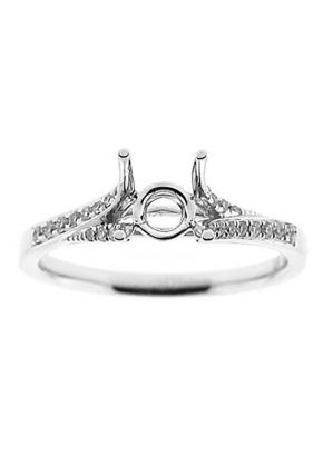 Very Thin Single to Double Row Twist Diamond Semi Mount Engagement Ring in 18k White Gold