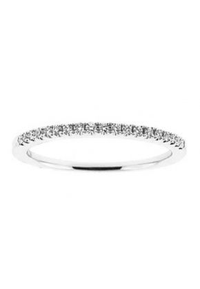 Single Row Thin Band with Round Diamonds Set in 18k White Gold (Stackable)