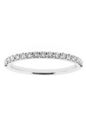 Single Row Prong Set Band with Round Diamonds in 18k White Gold (Stackable)