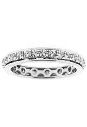 Eternity Spinner Wedding Band with Round Diamonds Set in 18k White Gold (Stackable)