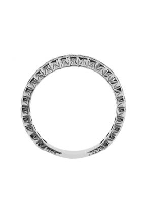 Bezel Set Eternity Band with Sizing Bar Lazer Etched Side Design 18kt White Gold