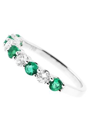 9 Stone Alternating Emerald and Diamond Ring in 18kt White Gold