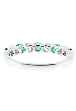 9 Stone Alternating Emerald and Diamond Ring in 18kt White Gold