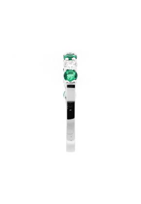 9 Stone Alternating Emerald and Diamond Ring in 18kt White Gold
