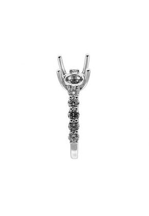 Semi-Mount Engagement Ring with Prong Set Round Diamonds in 18k White Gold