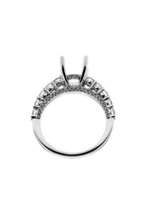 Semi-Mount Engagement Ring with Prong Set Round Diamonds in 18k White Gold