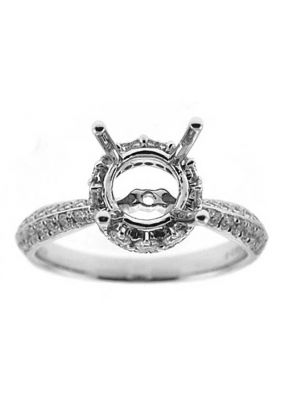 Semi-Mount Knife Edge Engagement Ring with Micro-Pav?? Set Round Diamonds in 18k White Gold
