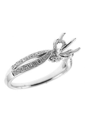 Semi-Mount Engagement Ring with Micro-Pav?? Set Round Diamonds in 18k White Gold