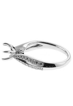 Semi-Mount Engagement Ring with Micro-Pav?? Set Round Diamonds in 18k White Gold