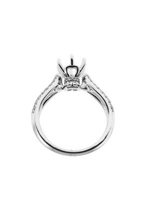 Semi-Mount Engagement Ring with Micro-Pav?? Set Round Diamonds in 18k White Gold