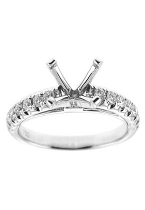 Semi-Mount Engagement Ring with Micro-Prong Set Round Diamonds in 18k White Gold