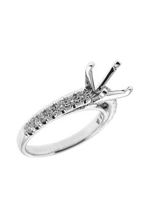 Semi-Mount Engagement Ring with Micro-Prong Set Round Diamonds in 18k White Gold