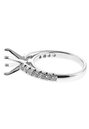 Semi-Mount Engagement Ring with Micro-Prong Set Round Diamonds in 18k White Gold