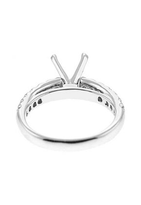 Semi-Mount Engagement Ring with Micro-Prong Set Round Diamonds in 18k White Gold