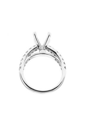 Semi-Mount Engagement Ring with Micro-Prong Set Round Diamonds in 18k White Gold