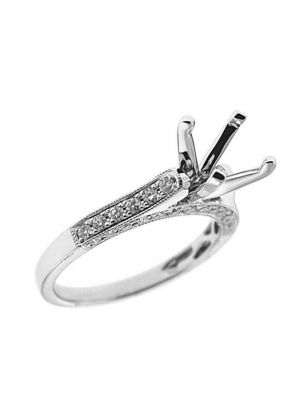 Semi-Mount Engagement Ring with Micro-Pav?? Set Round Diamonds in 18k White Gold